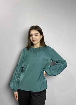 Блуза жіноча дизайнерська бірюзова modna kazka mkjl302999-1