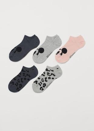34-36/37-39 размер h&m новые фирменные спортивные базовые носки 5 пар mickey mouse микки маус