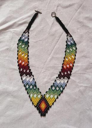 Длинное ожерелье на шею из чешского бисера ручной работы1 фото