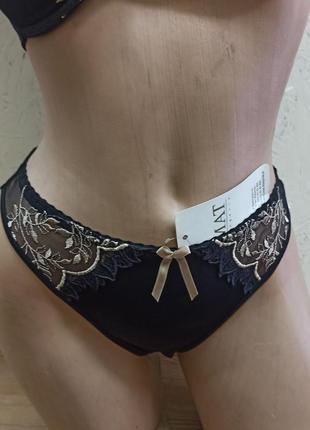 Mat lingerie комплект женского нижнего белья черный с бежевым на пушапе польша размер 70c3 фото