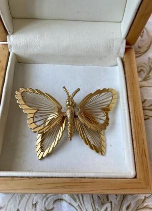 Monet вінтажна брошка метелик золотиста американський вінтаж