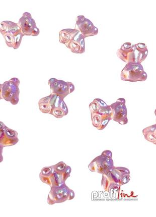 Об'ємні ведмедики для нігтів рожеві (хамелеон) n010 (10 шт.)