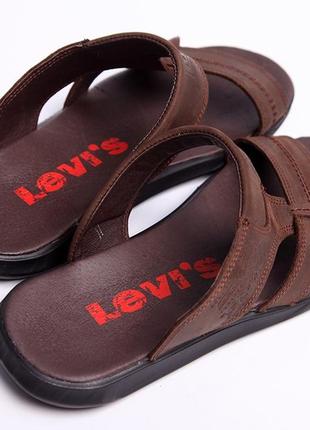 Шлепанцы мужские кожаные levis brown10 фото