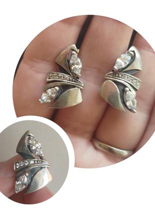 Серьги серебряные с фианитами