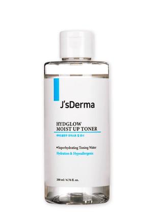 Тонер зволожувальний з гіалуроновою кислотою j’sderma hydglow moist up toner 200 ml1 фото