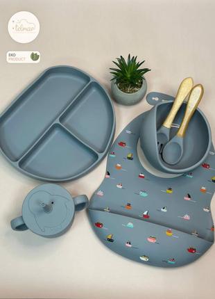 Посуд силіконовий для дитини з 6 предметів+подарунок🎁1 фото