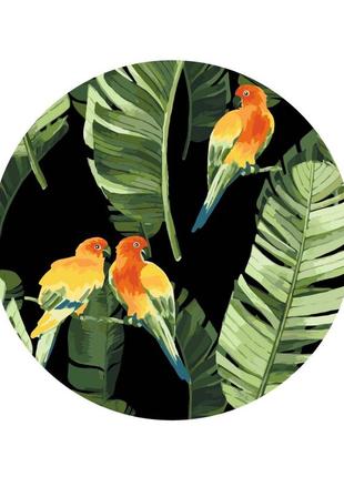 Картина по номерам «попугаи в тропиках (размер m)», d30см, тм brushme, украина