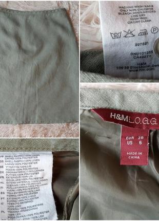 Легкая юбка из льна цвет оливковый (хаки) h&amp;m l.o.g р.44-46\6\362 фото