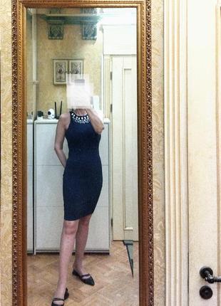 Эффектное коктейльное платье. плотный трикотаж. цвет аквамарин+ фиолет