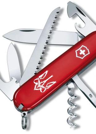 Нож victorinox camper ukraine red "тризуб готичний білий" (1.3613_t0630u)