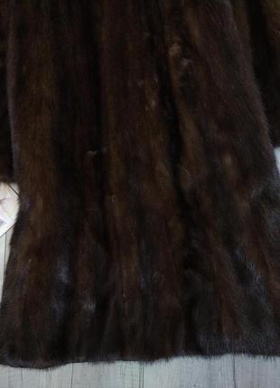 Жіноча натуральна норкова шуба довга коричнева розмір l6 фото