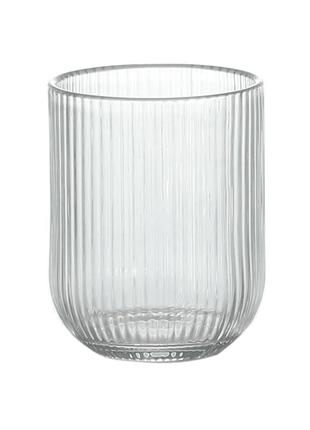 Склянка для напоїв фігурна прозора ребриста з товстого скла tea color