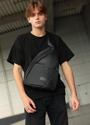 Сумка чоловіча чорна з екошкіри
