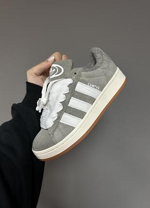 Стильні зимові кросівки adidas campus « grey / white » fur ❄️ 37 38 40
