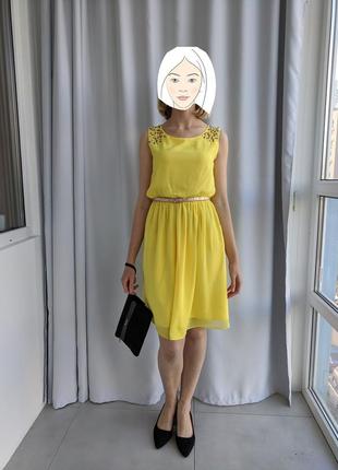 Яркое желтое платье poptime