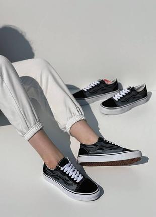 Кеды vans old skool black fire3 фото