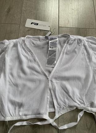 Блуза нова белого цвета на завязках размер s m натуральная ткань вискоза6 фото