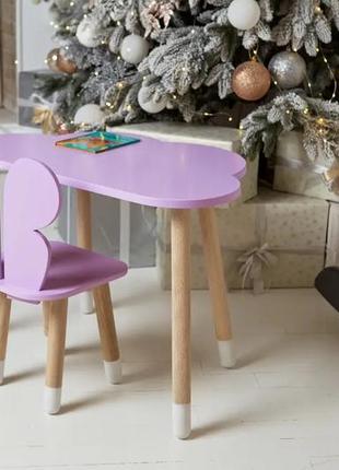 Дитячий столик хмарка для навчання та ігор (фіолетовий) та стільчик метелик (фіолетовий)8 фото