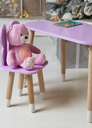 Дитячий столик хмарка для навчання та ігор (фіолетовий) та стільчик метелик (фіолетовий)5 фото