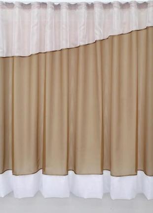 Шторки на кухню, балкон (280х170см) з ламбрекеном. колір коричневий з білим