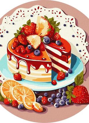 Картина за номерами "фруктовий десерт" kho-r1030 діаметр 33 см