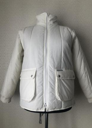 2 в 1! теплая куртка и жилет белого цвета от emsmorn, размер xl-3xl