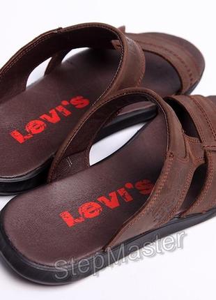 Шльопанці чоловічі шкіряні levis brown