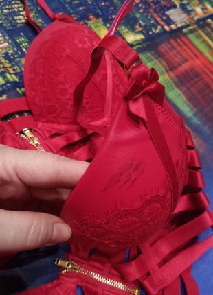 Эротическое бельё hunkemoller под кожу эко кожи бюстик бюстгальтер лиф лифчик корсет топ латекс лак10 фото