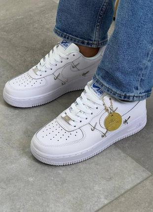 Жіночі білі шкіряні кросівки на весну в стилі nike air force 1 🆕 найк аір форс