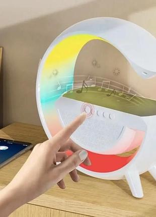 Нічник лампа з бездротовою зарядкою bluetooth колонкою гугл лампа