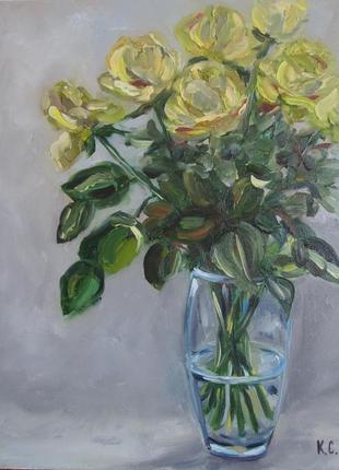 Картина троянди, полотно, олія