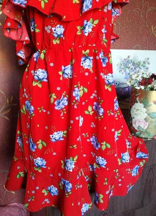 Красное платье с цветочным принтом большого размера от shein6 фото