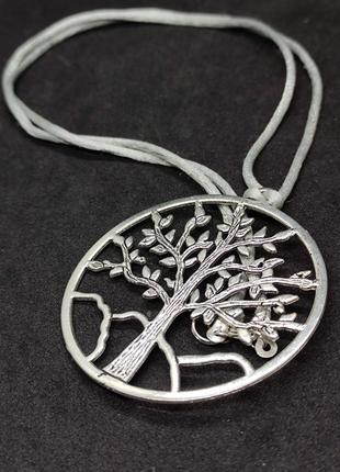 Підвіска дерево біжутерний сплав срібного кольору на шнурку6 фото