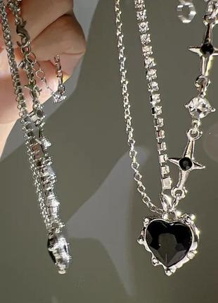 Подвеска сердечко черное кулон сердце
