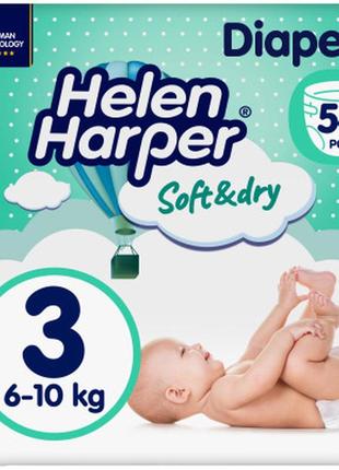 Подгузники helen harper soft&dry new midi размер 3 (6-10 кг) 54 шт (2316772)