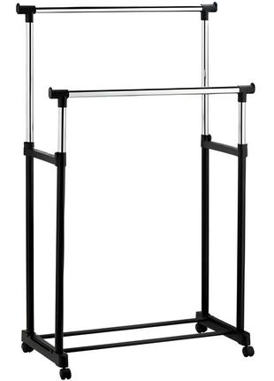 Вешалка double pole для вещей передвижная - dp-15-d1, серебристая