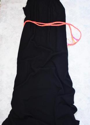 Шикарное черное платье в пол с радужным пояском2 фото