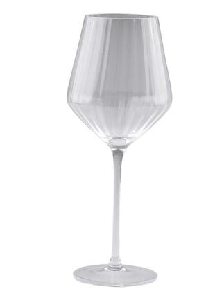Бокал для вина фигурный на ножке прозрачный ребристый 6шт.