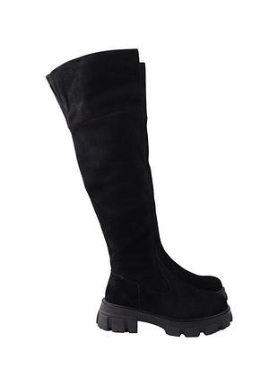 Чоботи жіночі melanda чорні натуральна замша, 39