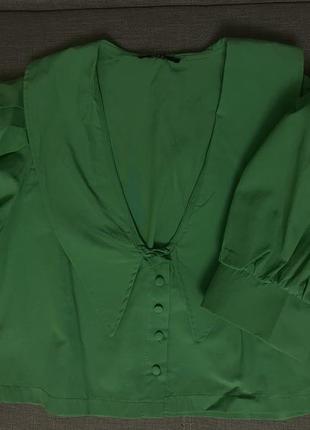Блуза зелена укорочена