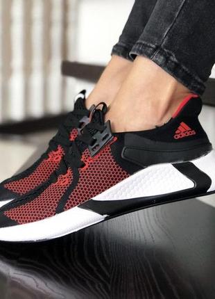 Жіночі кросівки adidas чорно червоні з білим  🌶 smb