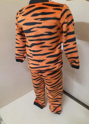 Теплая махровая пижама для мальчика девочки тигр 92 98 104 110 116 1223 фото