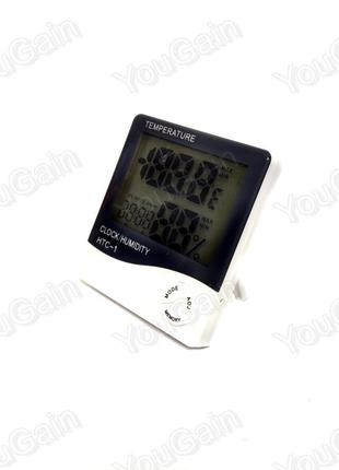 Термометр с гигрометром htc-1 lite (часы, будильник, календарь)2 фото