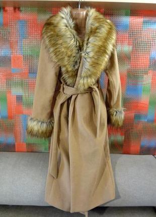Распродажа пальто манто missguided роскошное asos с меховым воротником и манжетами10 фото