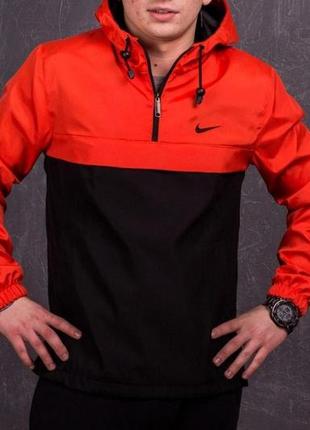 Мужской анорак president черный оранжевый