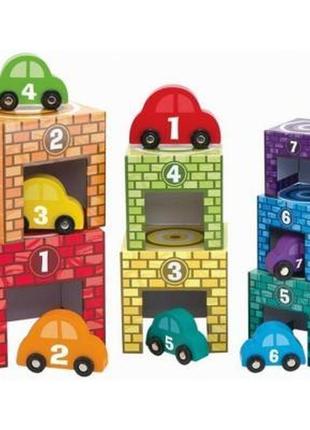 Розвивальна іграшка melissa&doug набір блоків-кубів автомобілі та гаражі (md12435)2 фото