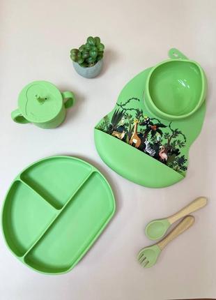 Посуд силіконовий для дитини з 6 предметів+подарунок🎁6 фото