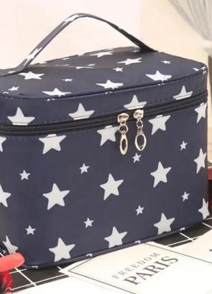 Вмістка косметичка чемодан синя із зірочками1 фото