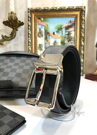 Ремень мужской кожаный черный серый брендовый