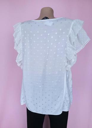 Блузка женская однотонная в горошек f&f белая4 фото